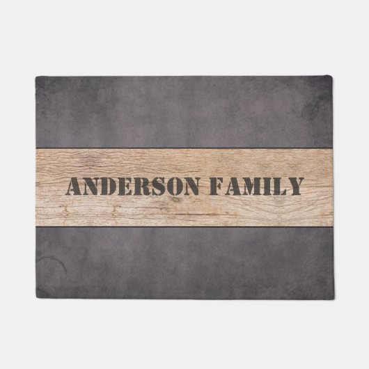 Wood on Dark Background, Family Name Fußmatte (Vorderseite)