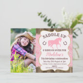 Wood Paisley Glitzer Pferd Geburtstag Einladung (Stehend Vorderseite)