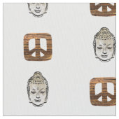 Wood Peace & Sephia Buddha Print Fabric Stoff (Nahaufnahme)