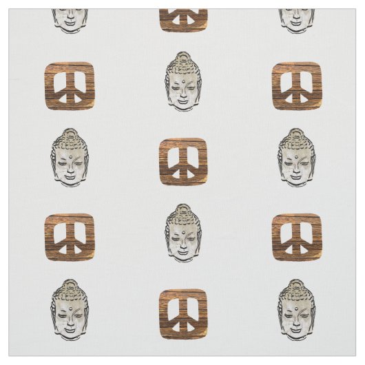 Wood Peace & Sephia Buddha Print Fabric Stoff (Muster)