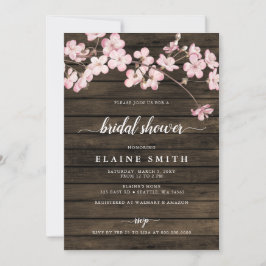 Wood Pink Sakura Kirschblüten Brautparty Einladung