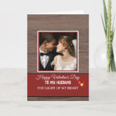 Wood plank Happy Valentines Day to my Husband Karte (Vorderseite)