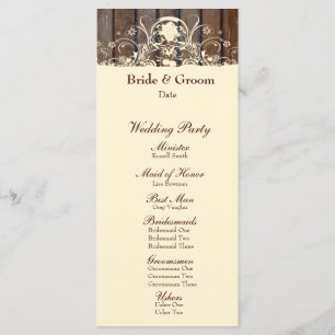 Wood Planks Shabby Lace Wedding Program Programm