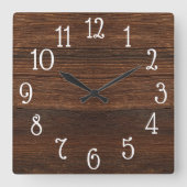 Wood Print Clock Quadratische Wanduhr (Vorderseite)