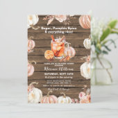 Wood Pumpkin Gewürz und alles Gute Baby Dusche Einladung (Stehend Vorderseite)