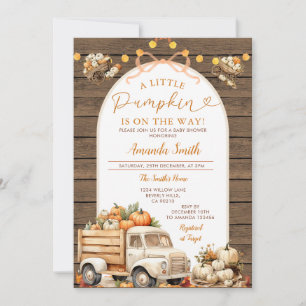 Wood Pumpkin Truck ist auf dem Weg Baby Shower Fal Einladung