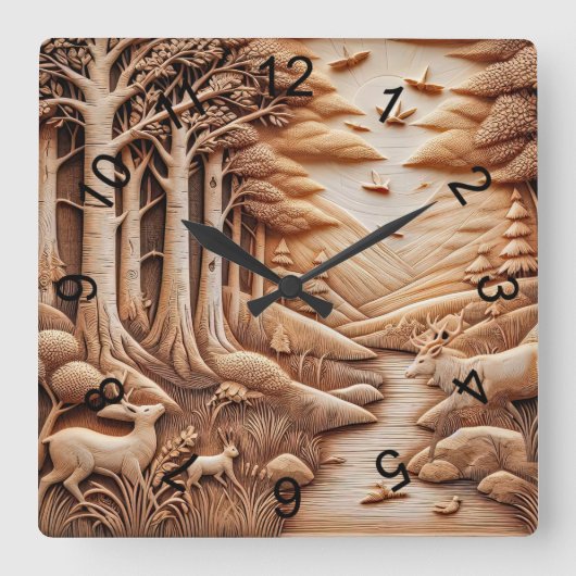 Wood Quadratische Wanduhr (Vorderseite)