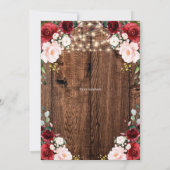 Wood Rustic Burgundy Floral Überraschung 30. Gebur Einladung (Rückseite)