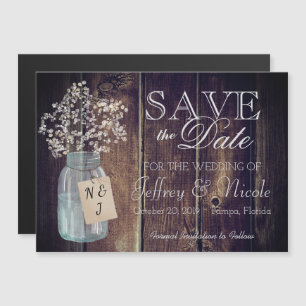Wood Rustic Country Stall Hochzeitstag Gerettet Magneteinladung