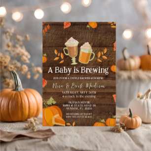Wood Rustic Pumpkin Baby wird für Junge brauen Einladung