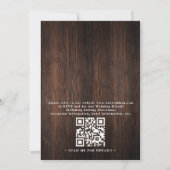 Wood Rustic String Light Country QR Code Wedding Einladung (Rückseite)