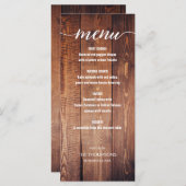 Wood Rustic Thankgiving Dinner Menu Menükarte (Vorne/Hinten)