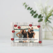 Wood Rustic Valentine's Day LIEBE Hört Fotokarte Postkarte (Stehend Vorderseite)