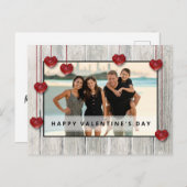 Wood Rustic Valentine's Day LIEBE Hört Fotokarte Postkarte (Vorne/Hinten)