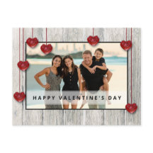 Wood Rustic Valentine's Day LIEBE Hört Fotokarte
