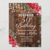 Wood Rustic Winterüberraschung 50. Geburtstag Einladung (Vorne/Hinten)