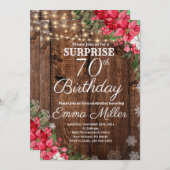 Wood Rustic Winterüberraschung 70. Geburtstag Einladung (Vorne/Hinten)
