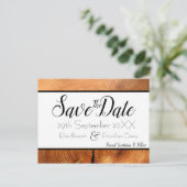 Wood Save the Date Postcard Postkarte (Stehend Vorderseite)