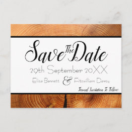 Wood Save the Date Postcard Postkarte
