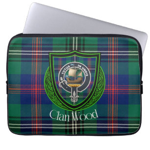 Wood Schottischer Clan Tartan und Wappen Laptopschutzhülle