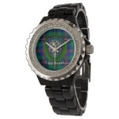 Wood Scottish Clan Tartan & Crest Armbanduhr (Schrägansicht)