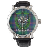 Wood Scottish Clan Tartan & Crest Armbanduhr (Vorderseite)