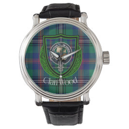 Wood Scottish Clan Tartan & Crest Armbanduhr