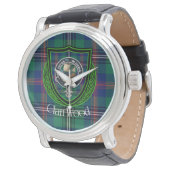 Wood Scottish Clan Tartan & Crest Armbanduhr (Schrägansicht)