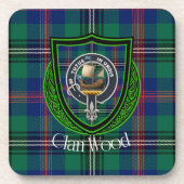 Wood Scottish Clan Tartan & Crest Getränkeuntersetzer (Vorderseite)