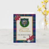 Wood Scottish Clan Tartan & Crest Karte (Gelbe Blume)