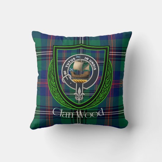 Wood Scottish Clan Tartan & Crest Kissen (Rückseite)