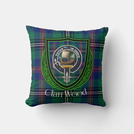 Wood Scottish Clan Tartan & Crest Kissen (Vorderseite)