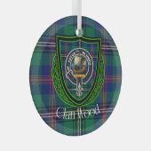 Wood Scottish Clan Tartan & Crest Ornament Aus Glas (Vorderseite Rechts)