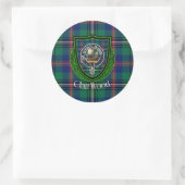 Wood Scottish Clan Tartan & Crest Runder Aufkleber (Tasche)