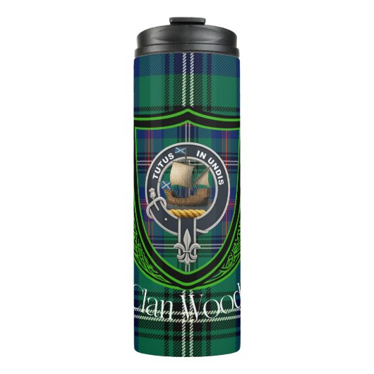 Wood Scottish Clan Tartan & Crest Thermosbecher (Vorderseite)