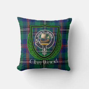 Wood Scottish Clan Tartan & Wappen Kissen