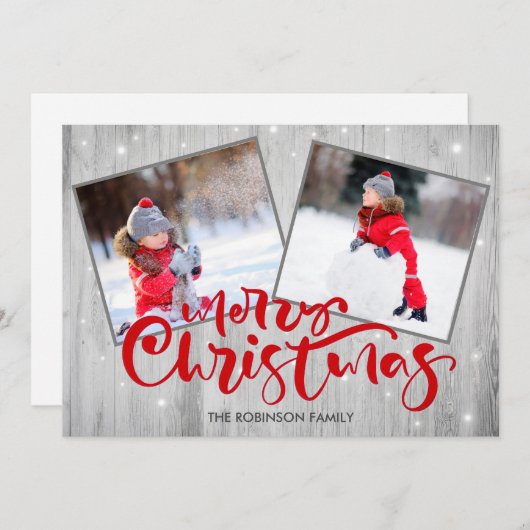 Wood Script Frohe Weihnachten 2 Foto (Vorne/Hinten)