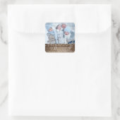 Wood Script HAPPY FERIEN Foto Rücksendeadresse Quadratischer Aufkleber (Tasche)