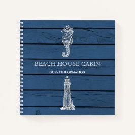 Wood Seepferd Lighthouse Beach House Gästebuch Notizblock
