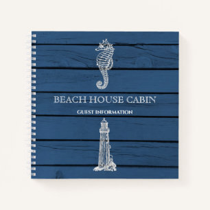 Wood Seepferd Lighthouse Beach House Gästebuch Notizblock