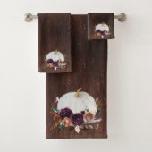 Wood sehen Autumn White Pumpkin Rustic Badhandtuch Set (Insitu)