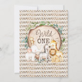 Wood Slice Foliage Girls Safari Erster Geburtstag Einladung (Rückseite)