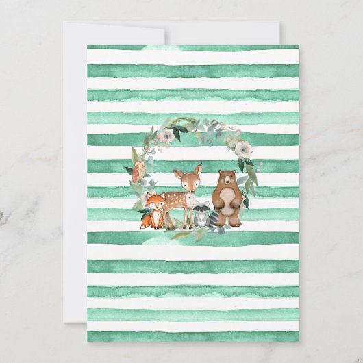 Wood Slice Tree Woodland Animals Baby Dusche Einladung (Rückseite)