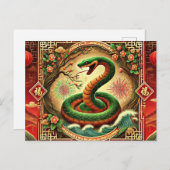 Wood Snake Chinesisches Neujahr Feiertagspostkarte (Vorne/Hinten)