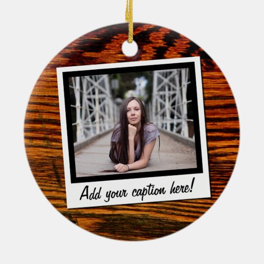 Wood Snapshot Foto Weihnachtsdekoration Keramikornament (Hinten)