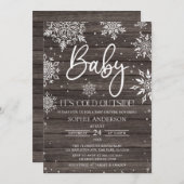 Wood Snowflake Baby Es ist kalt draußen Babydusche Einladung (Vorne/Hinten)