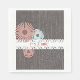 Wood + Spitzen Inspiriert Blumenmädchen Babydusche Serviette