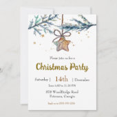 Wood Star Ornament Weihnachts-Party Einladung (Vorderseite)