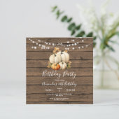 Wood String Light Pumpkin 30. Geburtstag Party Einladung (Stehend Vorderseite)