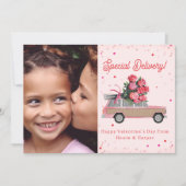 Wood SUV Rose Foto Valentine Karte (Vorderseite)